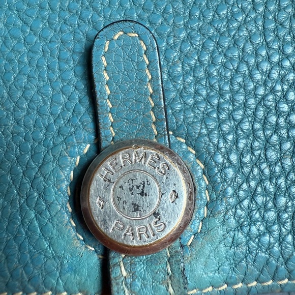 Authentic Hermes Dogon Wallet Togo Blue Jean leather - Picture 11 of 16